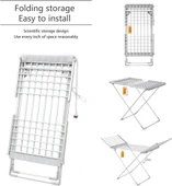 Katlanır Isıtmalı 18 Barlı Elbise Askısı Kanatlı, Elektrikli Isıtmalı Elbise Askısı, 230w Enerji Verimli Airer Islak Çamaşır Kurutma At Rafı, Banyo için Çamaşır Odası, Gümüş thumbnail 2