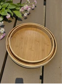 MyBru Yuvarlak Bambu Tepsi 2'li Set thumbnail 7