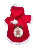 Yılbaşı Köpek Kıyafeti Snow Ball Kırmızı Polar | Kapüşonlu Noel Köpek Kostümü | Küçük Irklar İçin thumbnail 8