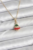Gold Ren Çam Ağacı Model Zirkon Taşlı Yılbaşı Temalı Kadın Kolye (316L Çelik Zincir) thumbnail 2
