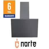 NARTE -H20060S 60 CM Gri Cam Inox Çıtalı Eğimli Davlumbaz - 6 YIL GARANTİLİ thumbnail 1