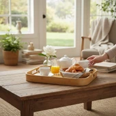 MyBru Dikdörtgen Bambu Tepsi 2'li Set thumbnail 2