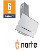 NARTE-H10060W 60CM BEYAZ CAM INOX CITALI ÇİFT CAMLI EĞİMLİ DAVLUMBAZ thumbnail 3