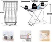 20 Bar Kanatlı Elektrikli Elbise Askısı Portatif İç Mekan Kurutmalık - Havlupan, Katlanır Elektrikli Kurutma Makinesi, X-ayak thumbnail 3