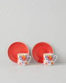 Fabele Porselen 4 Parça 2 Kişilik Kahve Fincan Takımı 80 Ml Renkli thumbnail 2