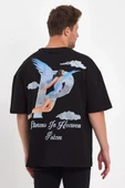 Erkek elek Baskılı Oversize Tshirt  iyah thumbnail 2