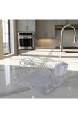 Kiwa Metal Elisa Model 2 Katlı Paslanmaz Krom Bulaşık Sepeti Tabaklık - Bulaşıklık thumbnail 1