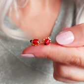 925 Ayar Gümüş Kırmızı Uğur Böceği Küpe thumbnail 1