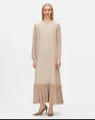 T25Y-4069 MISSDALIDA ETEK UCU PÜSKÜLLÜ KETEN ELBİSE thumbnail 4