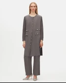 T25Y-9022 MISSDALIDA ÇİFT CEP KAPAKLI TRİKO CUPRO HIRKA thumbnail 6