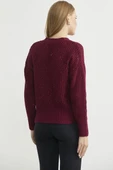 Payet Detaylı Yünlü Triko Hırka - Bordo thumbnail 6