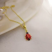 925 Ayar Gümüş Kırmızı Uğur Böceği Kolye thumbnail 5