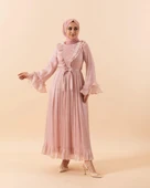 3059 STİLİFE KOL VOLAN ABİYE ELBİSE thumbnail 8