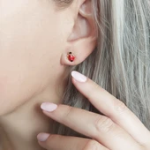 925 Ayar Gümüş Kırmızı Uğur Böceği Küpe thumbnail 2