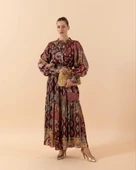 3056 STİLİFE ŞAL SATEN ETRO ELBİSE thumbnail 6