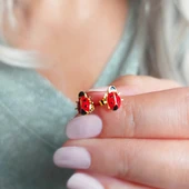 925 Ayar Gümüş Kırmızı Uğur Böceği Küpe thumbnail 5