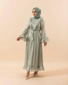 3059 STİLİFE KOL VOLAN ABİYE ELBİSE thumbnail 9