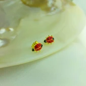 925 Ayar Gümüş Kırmızı Uğur Böceği Küpe thumbnail 3