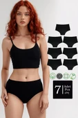 Yüksek Bel Pamuklu 7'Li Paket Bato Külot Siyah thumbnail 1