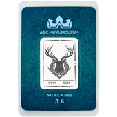 Geyik Temalı Hediyeye Özel 5 Gram 999 Ayar Gümüş ile Tasarlanmış Gümüş Külçesi-709 thumbnail 1