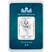 Astronot Temalı Hediyeye Özel 5 Gram 999 Ayar Gümüş ile Tasarlanmış Gümüş Külçesi-706 thumbnail 1