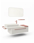 Angel Lavabo Dolabı 120 Cm Beyaz Bakır ve Led Ayna thumbnail 3