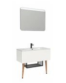 Zeon 100 Cm Lavabo Dolabı Beyaz ve Led Ayna thumbnail 1