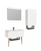 Zeon 100 Cm Lavabo Dolabı Beyaz ve Led Ayna thumbnail 2