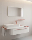 Angel Lavabo Dolabı 120 Cm Beyaz Bakır ve Led Ayna thumbnail 1