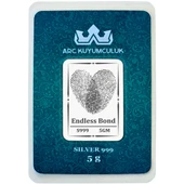 Aşk Temalı 999 Ayar Gümüş ile Tasarlanmış Hediyeye Özel 5 Gram Gümüş Külçesi-710 thumbnail 1