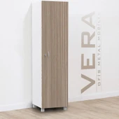 Tek Kapılı Metal Gövdeli Ahşap Kapaklı Soyunma Dolabı – Vestiyer Portmanto Askılık – Askılıklı ve Raflı thumbnail 1