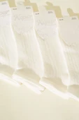 Bayan 4lü File Detaylı Patik Çorap Ekru thumbnail 2