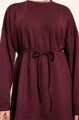 Bisiklet Yaka İp Kuşaklı Tunik Bordo thumbnail 4