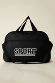 Sport Baskılı Fermuarlı Spor Çanta Siyah thumbnail 2