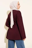Bisiklet Yaka İp Kuşaklı Tunik Bordo thumbnail 3