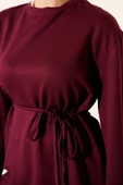 Loyşa Geniş Kollu İp Kuşaklı Tunik Vişne thumbnail 4