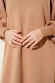 Balon Kol Triko Elbise Camel thumbnail 4