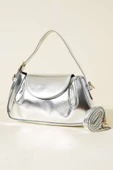 Yan Çıtçıtlı Rugan Çanta Gümüş thumbnail 2