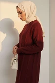 Örgü Kabartmalı Yumoş Triko Tunik Bordo thumbnail 1