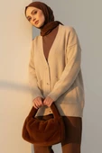 Çift Cepli Düğmeli Triko Hırka Bej thumbnail 1