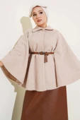 Gömlek Yaka Kemerli Panço Bej thumbnail 1