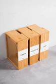 Digithome Bambu 3'lü Saklama Kutusu Etiketli Dikdörtgen Bakliyat Saklama Kabı Gıda Organizeri-MG-002 thumbnail 2