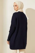Düşük Kol Detaylı Triko Tunik Lacivert thumbnail 3