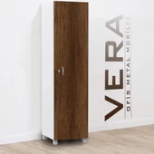 Tek Kapılı Metal Gövdeli Ahşap Kapaklı Soyunma Dolabı – Vestiyer Portmanto Askılık – Askılıklı ve Raflı thumbnail 1