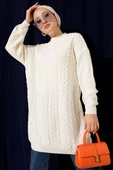 Zigzag Örgü Triko Tunik Ekru thumbnail 1