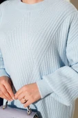 Asimetrik Kabartma Çizgili Triko Tunik Bebe Mavi thumbnail 4