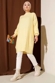 Asimetrik Kabartma Çizgili Triko Tunik Sarı thumbnail 2