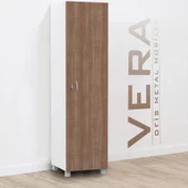 Tek Kapılı Metal Gövdeli Ahşap Kapaklı Soyunma Dolabı – Vestiyer Portmanto Askılık – Askılıklı ve Raflı thumbnail 1