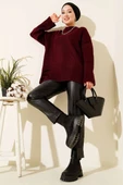 Basic Oversize Triko Tunik Bordo thumbnail 2