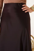 Bel Lastikli Saten Kloş Etek Acı kahve thumbnail 4
